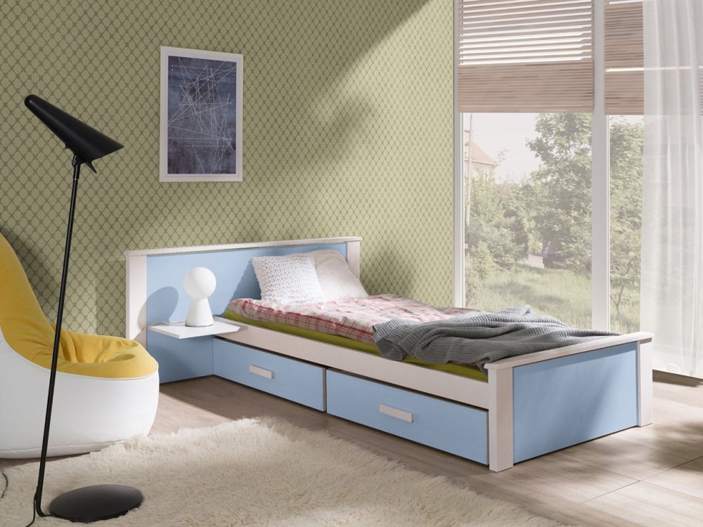 Veneti Detská posteľ s úložným priestorom 90x200 POLCH PLUS - biela / modrá